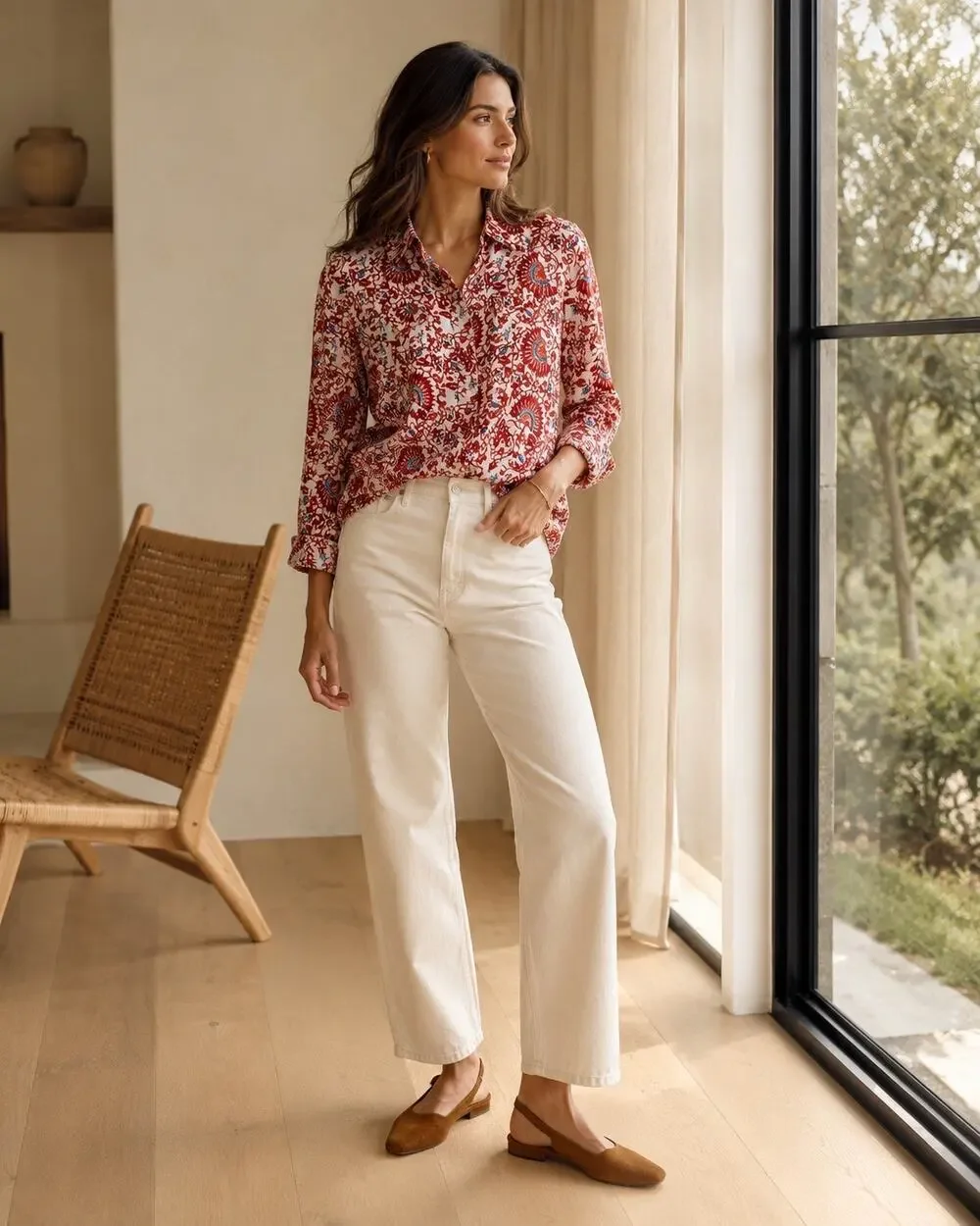 Tory Burch Madura Acai Floral Paisley Silk Twill Blouse Size 6